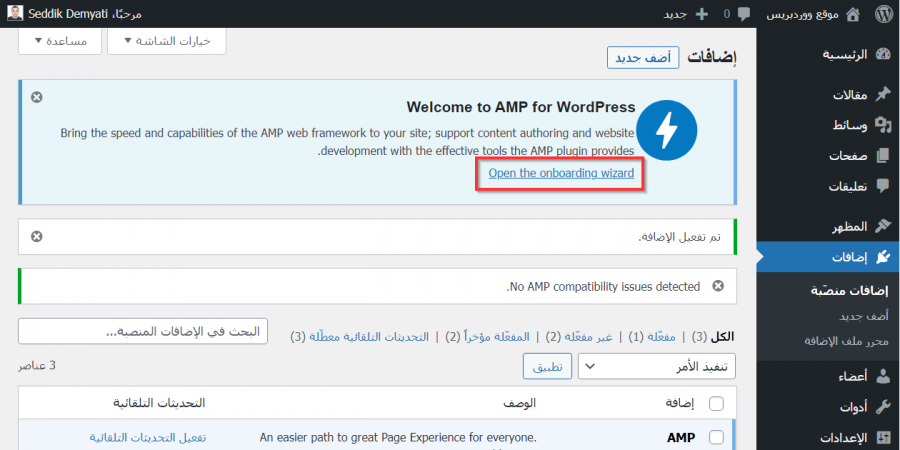 الخطوة 2 من إعداد واستخدام إضافة AMP في ووردبريس