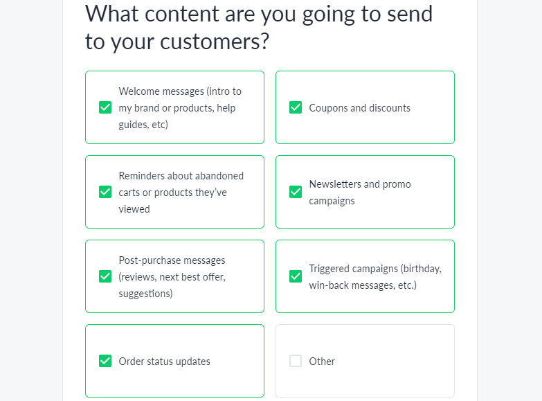 ما نوع المحتوى الذي سترسله الى عملائك عبر رسائل مسنجر؟